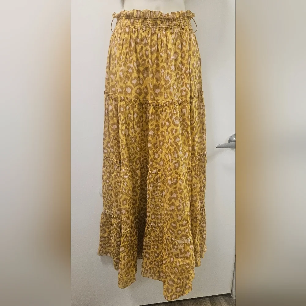 Zimmermann Carnaby Leopard-Print Cotton-Voile Maxi Skirt Mob Wife Size 1 - Picture 5 of 7